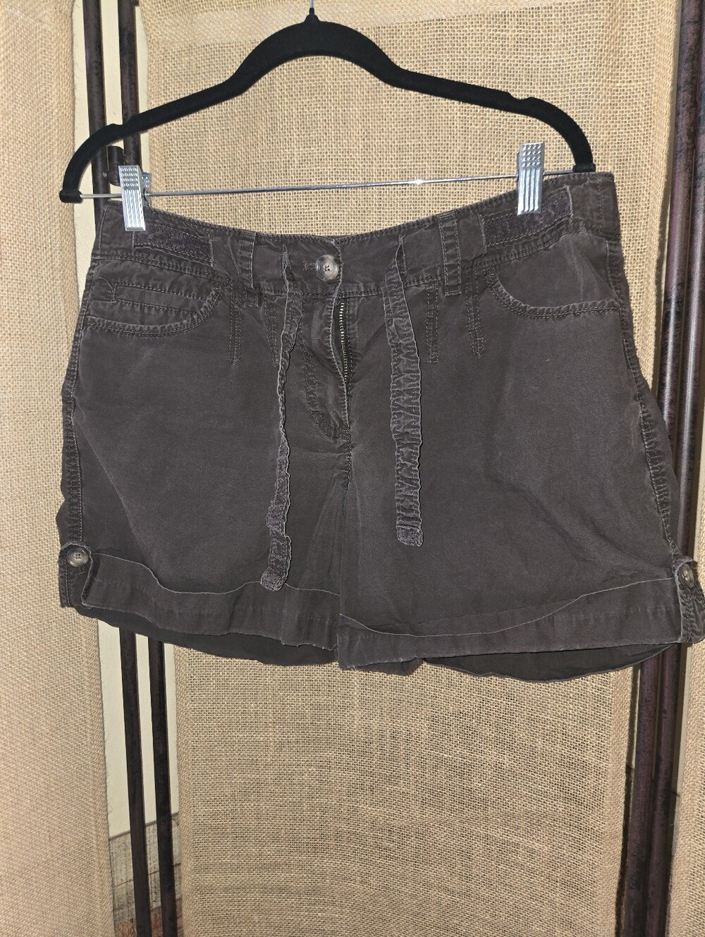 Women's Ann Taylor Casual Brown Women's Shorts With Belt Size 8 Embellished